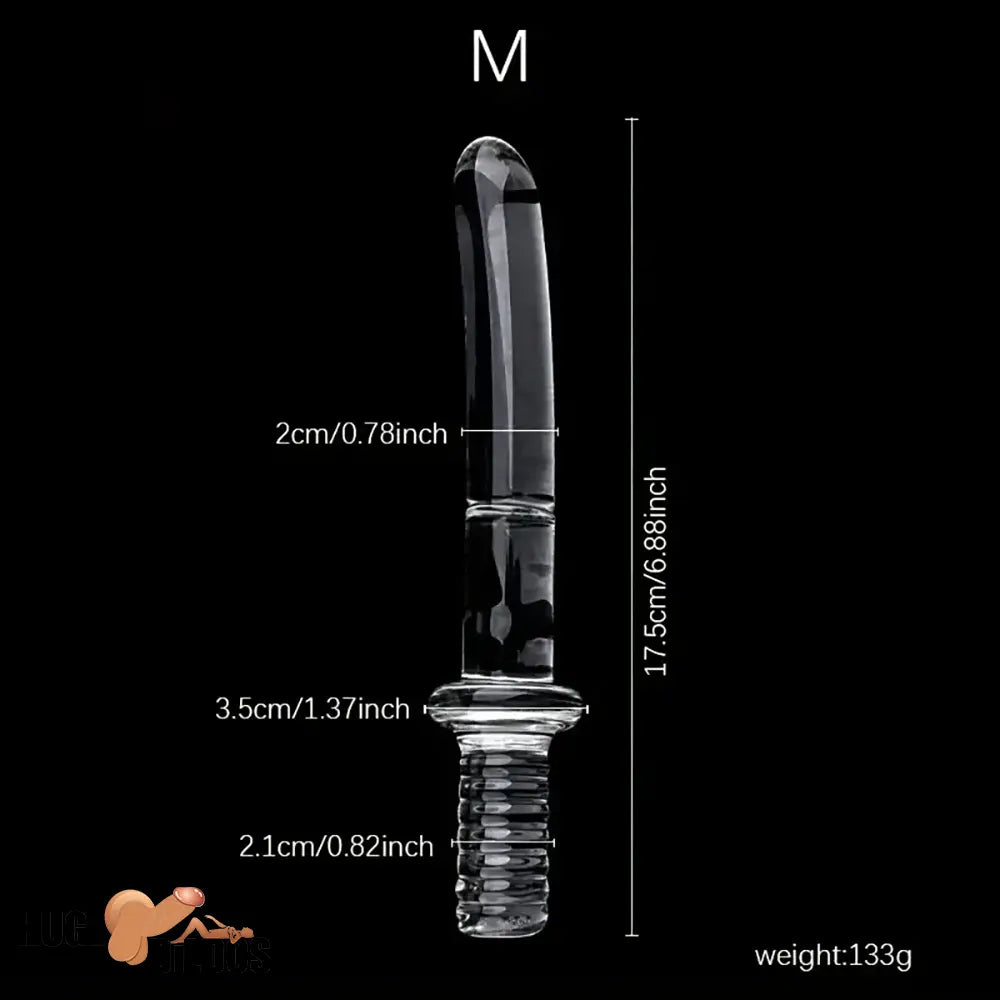 6.69in 6.88in 7.08in 7.28in Clear Unisex Glass Crystal Dildo With Handel Toy