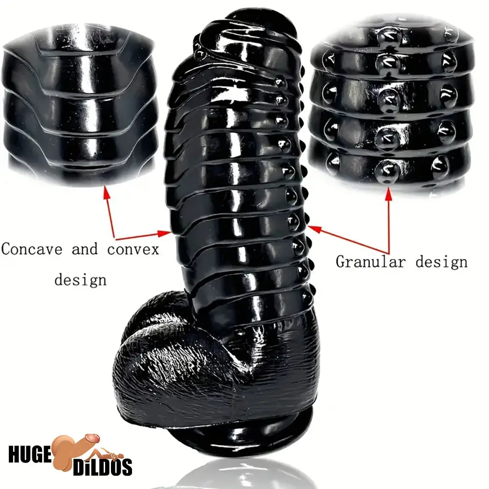 11.8in Realistic Big Black Uncut Spiked Thick Dildo For Female Indoor Use