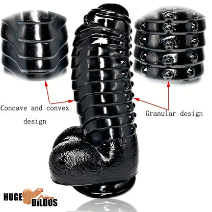 11.8in Realistic Big Black Uncut Spiked Thick Dildo For Female Indoor Use