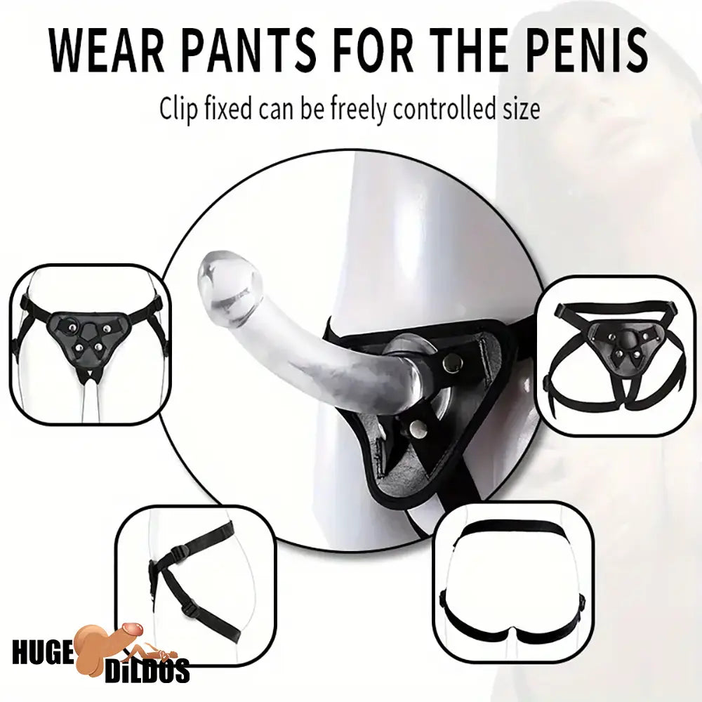 5.51in 6.69in 7.67in Premium Realistic Clear Strap On Harness Cock Dildo