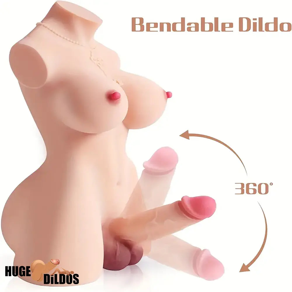 6.7in Premium Real Silicone Dildo With Skeleton Shemale Cock Sex Doll Torso
