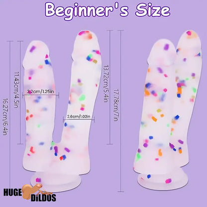 7in Soft Silicone Confetti Colorful Double Headed Durable Dildo For Women