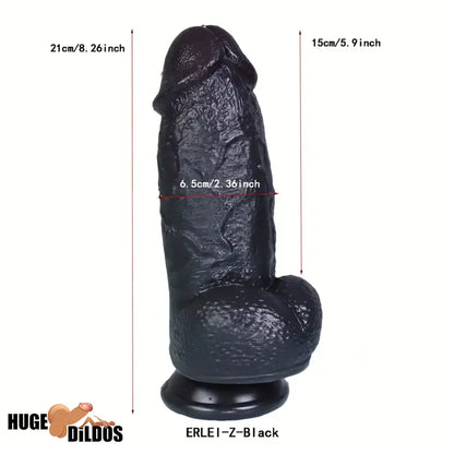 8.26in Realistic Silicone Ebony Big Dildo For Anus Clit Hand-Free Game Play