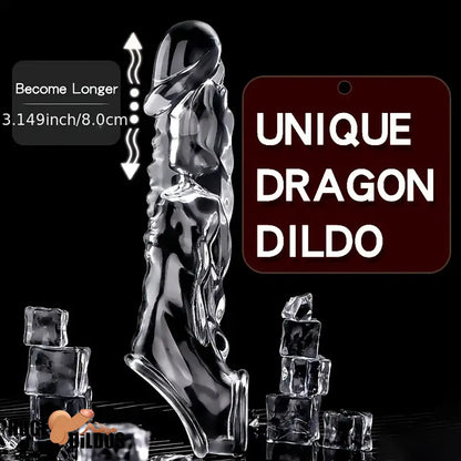 8.6in Vibrating Dildo Sleeve Dragon Soft Cock Enlargement Penis Sex Toy