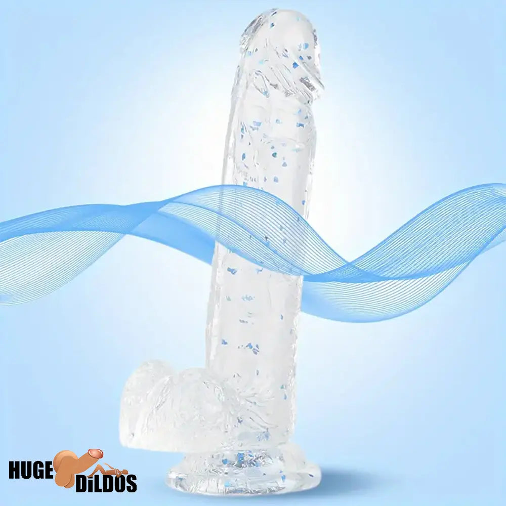 7.3in 7.9in Medical TPE Confetti Clear Dildo For Beginner Sex Indoor Use