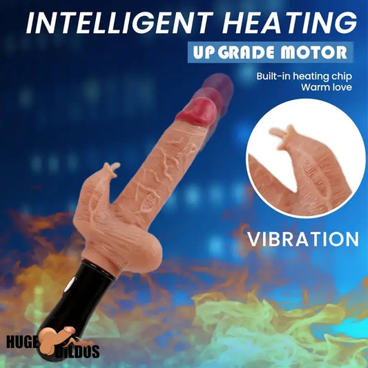 11.2in Lifelike Silicone Thrusting Swing Heating Vibrating Dildo With Handle