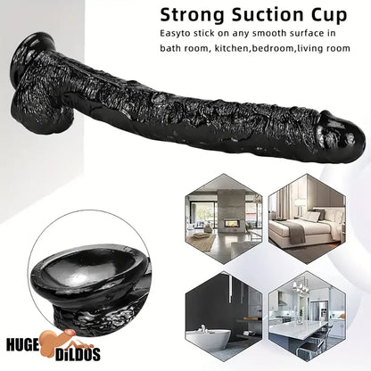 16.5in Realistic Large Long Black Anal Dildo For Male Female Indoor Use
