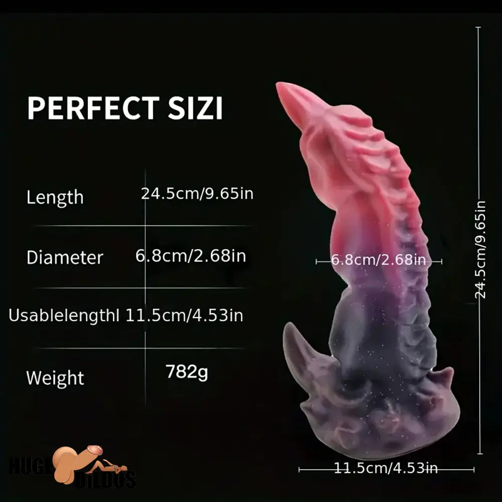 9.65in Silicone Dragon Starry Color Big Soft Dildo For Women Men Orgasm