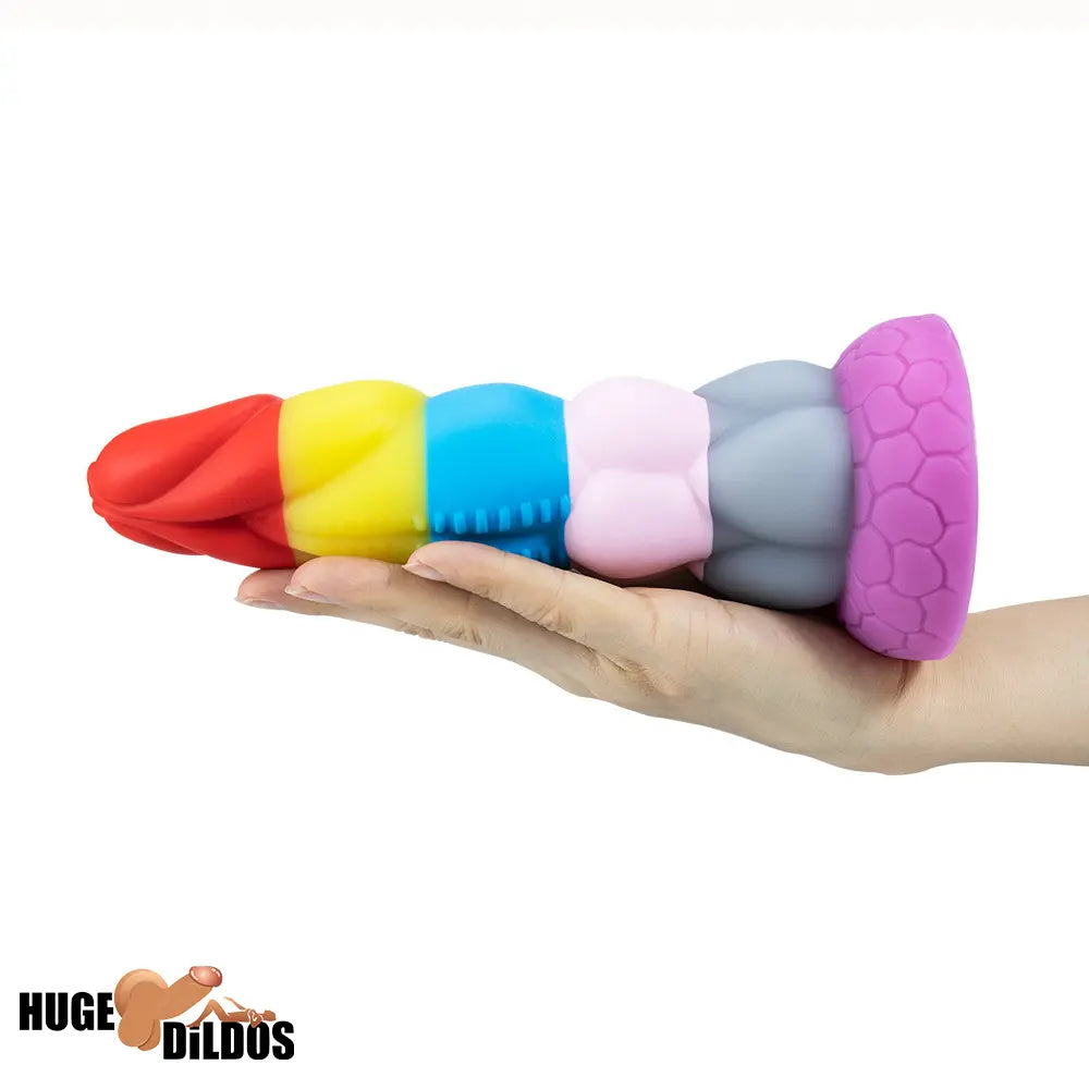 8.66in Silicone Rainbow Soft Big Dildo For Gay LGBT Vaginal Sex Orgasm
