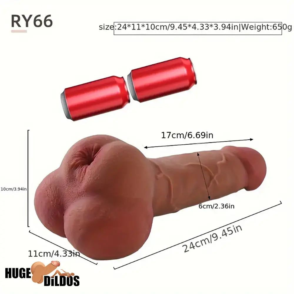 9.45in Premium Silicone Realistic Big Dildo Anal Pocket Pussy Female User