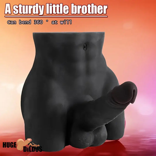 6.3in Silicone Realistic Dildo With 7.38lb Ebony Male Sex Doll Torso Dildo