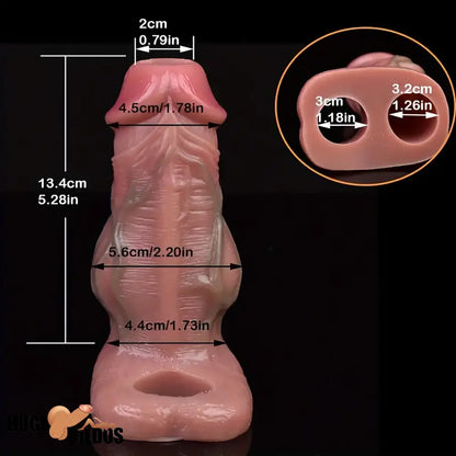 5.3in Lifelike Silicone Soft Dildo Sleeve With Big Knot Penis Enlarge