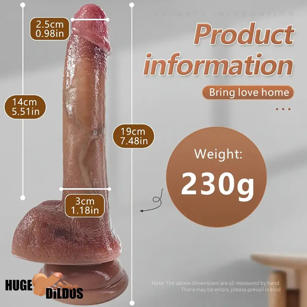 7.48in 8.66in Real Lifelike Silicone Soft Dildo For Female Sex Cock Pleasure