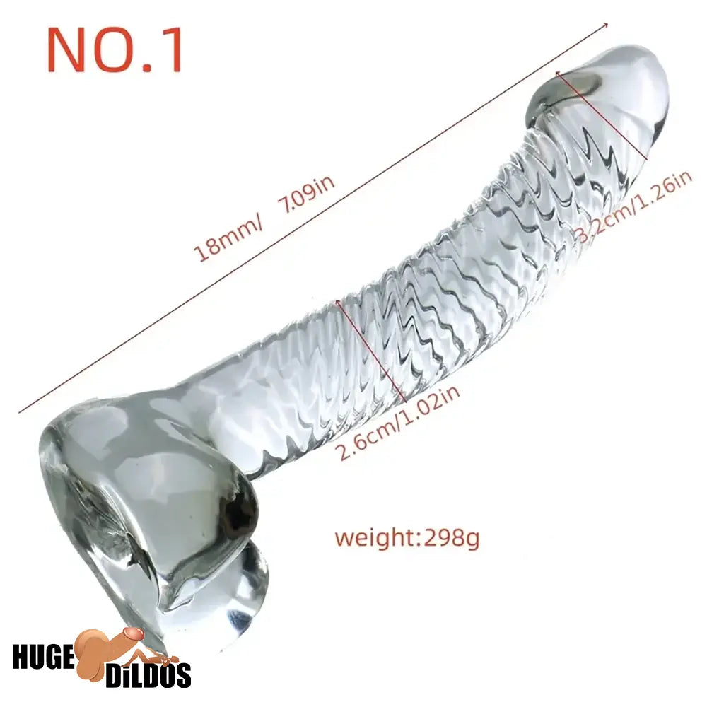 7.09in Clear Crystal Glass Cock Dildo For G-Spot Vaginal Sex Anal Stimulation