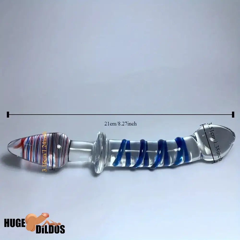 8.27in Clear Jelly Real Glass Crystal Cock Dildo For G-Spot Anal Stimulator