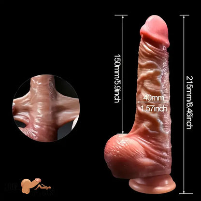 8.46in Soft Real Big Silicone G Spot Dual Layer Dildo With Sliding Skin Cock