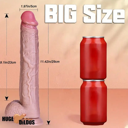 11.42in Realistic Large Silicone Soft Skin Feel Dildo Personal Massager Cock