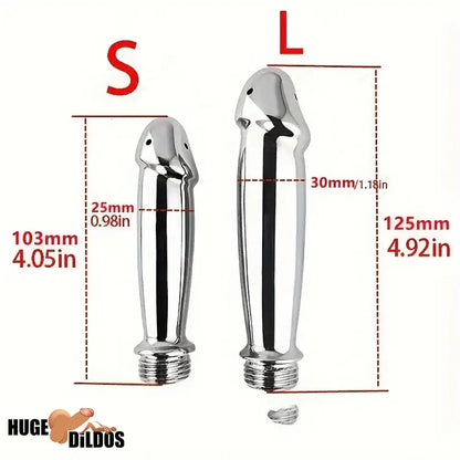 4.05in 4.92in Metal Enema Shower Dildo For Anal Vaginal Cleaner Cock Toy