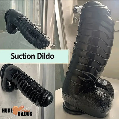 11.8in Realistic Big Black Uncut Spiked Thick Dildo For Female Indoor Use