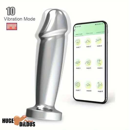 4.52in Stainless Steel Vibrating App Remote Control Dildo For Women Sex