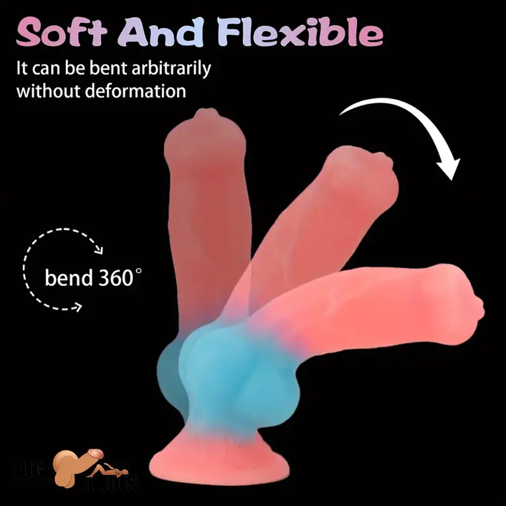 7.08in 7.48in 9.44in 10.23in 13in Silicone Soft Big Glowing Dog Cock Knot Dildo