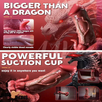 9.05in Dragon Vibrating Thrusting Big Silicone Soft Dildo Adult Cock Toy