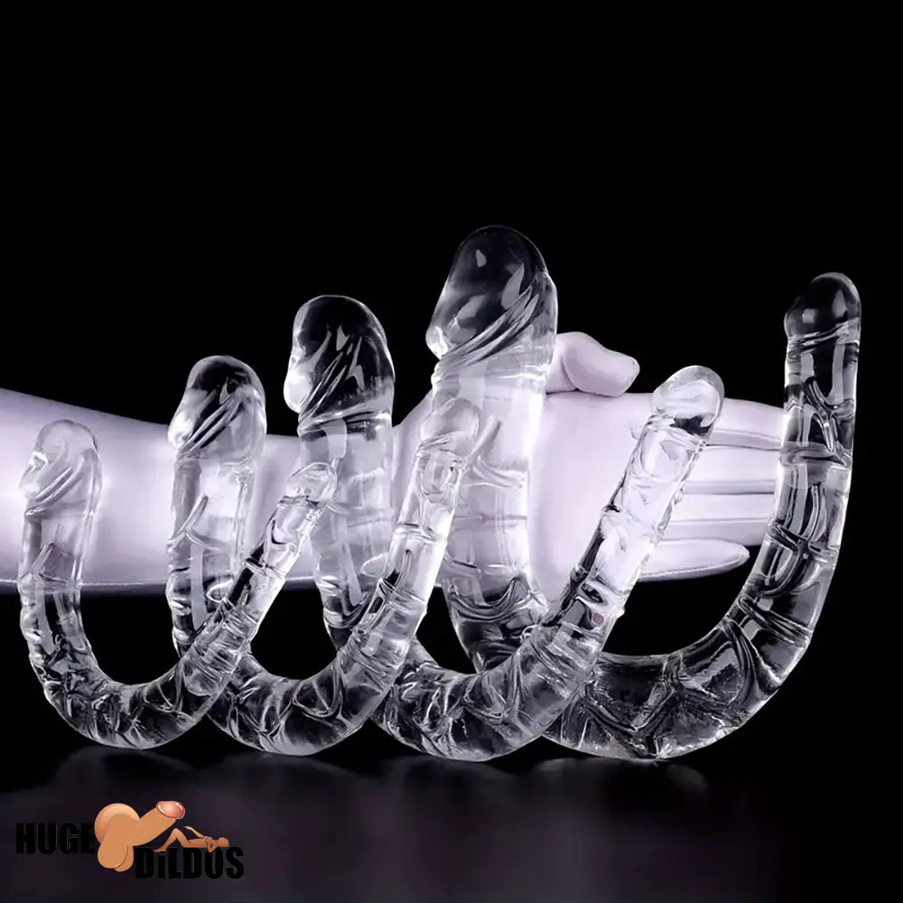 5.31in 6.69in 7.48in 8.46in Clear Dual Heads Curved U Shape Real Dildo