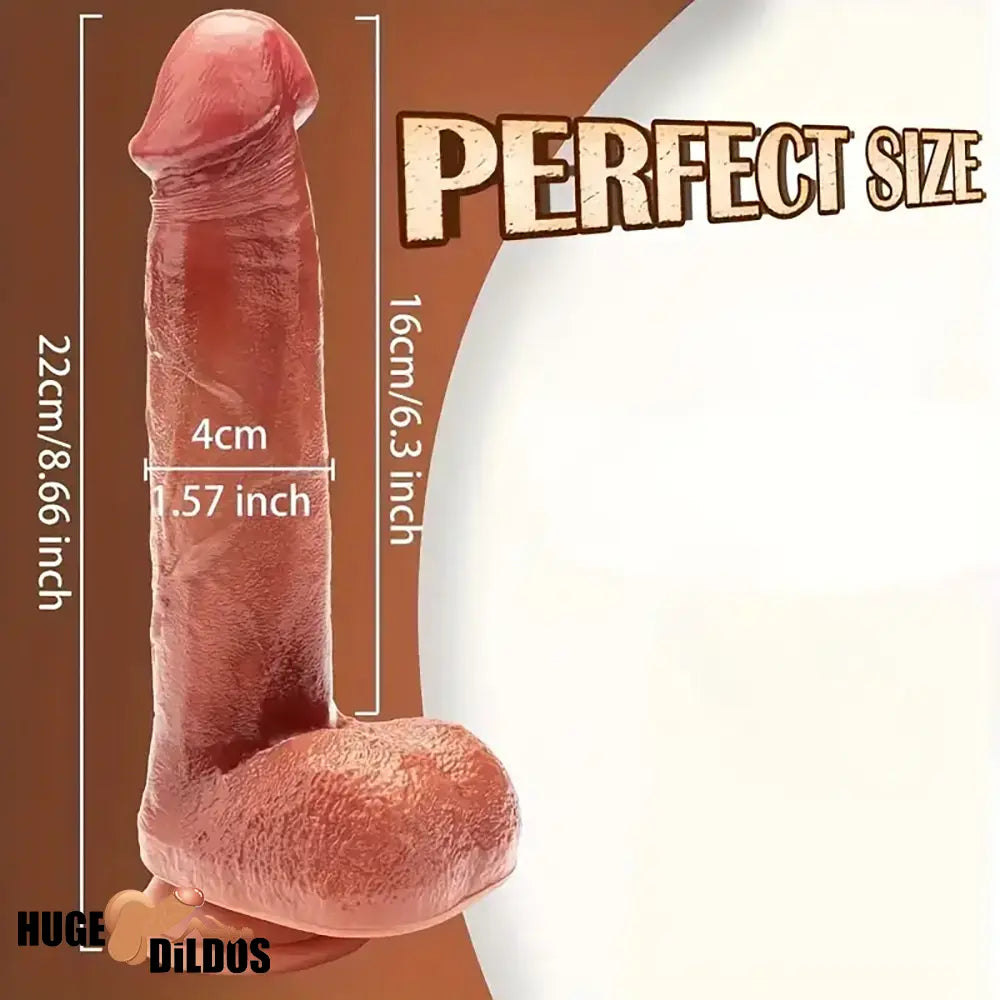 8.66in Lifelike Large Silicone Soft Skin Feeling Couple Suction Cup Dildo