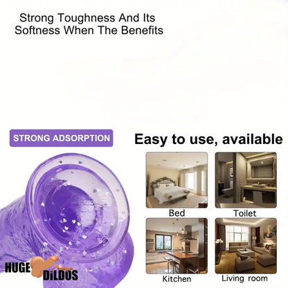 7.3in 7.9in Medical TPE Confetti Clear Dildo For Beginner Sex Indoor Use