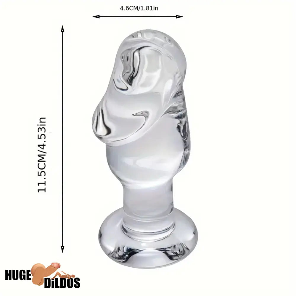 4.53in Clear Elegant Glass Crystal Durable Dildo For Female Male With Base