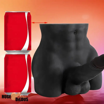 6.3in Silicone Realistic Dildo With 7.38lb Ebony Male Sex Doll Torso Dildo
