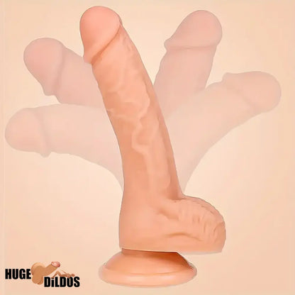 9.25in Lifelike Large Soft Couple Dildo With Curved Shaft Balls For Outdoor