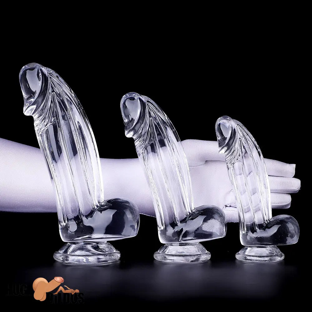 6.3in 7.28in 8.66in Realistic Clear Women Men Dildo With Suction Cup