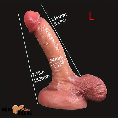 6.57in 7.35in Premium Realistic Silicone Soft Dildo With Lifelike Testicle Toy
