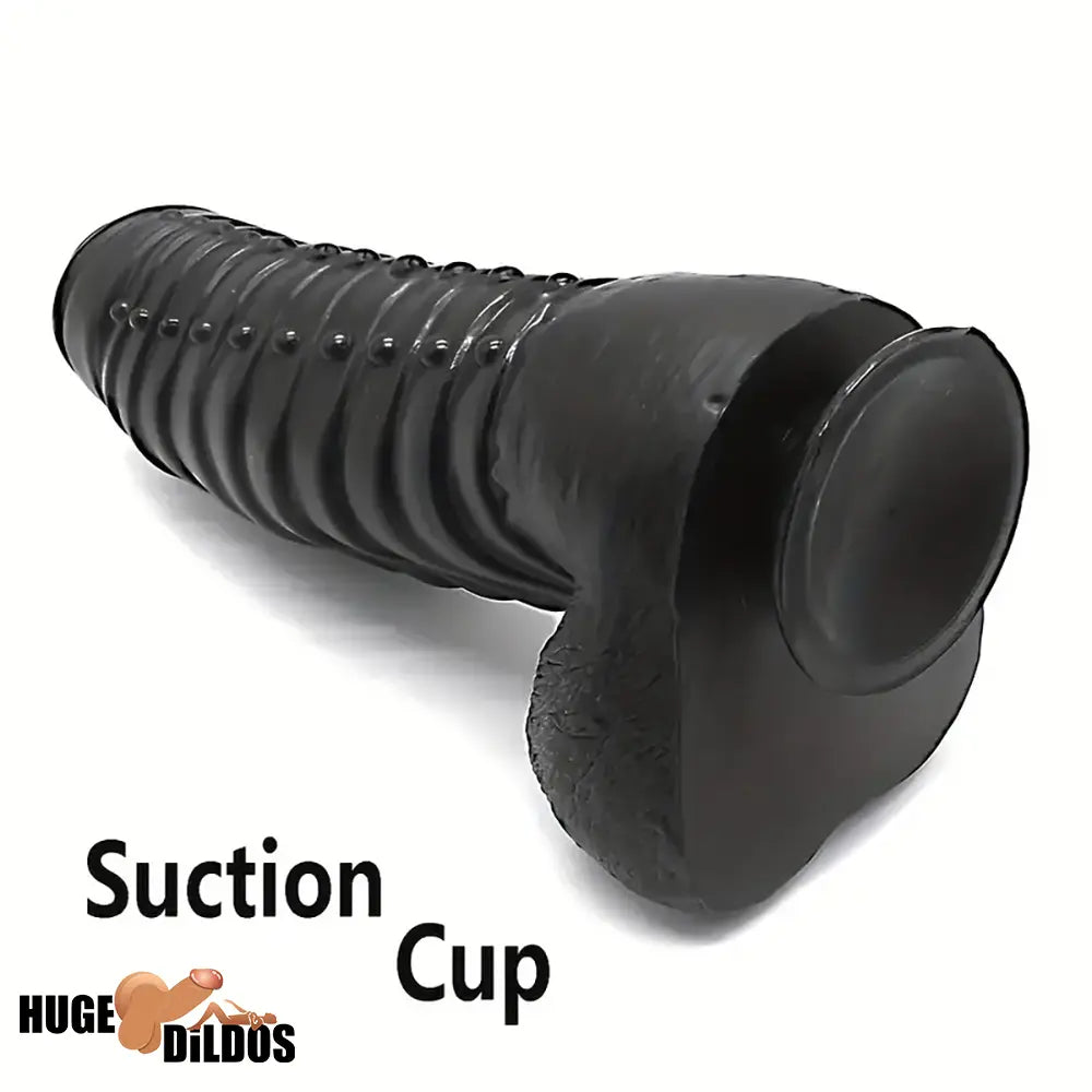 11.8in Realistic Big Black Uncut Spiked Thick Dildo For Female Indoor Use