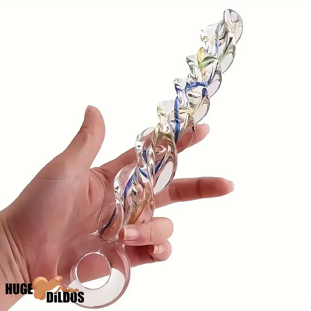 8.66in Spiral Texture Glass Dildo For Women Men Anal Vaginal Durable Sex Toy