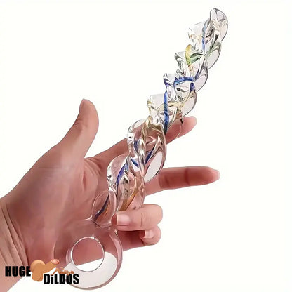 8.66in Spiral Texture Glass Dildo For Women Men Anal Vaginal Durable Sex Toy