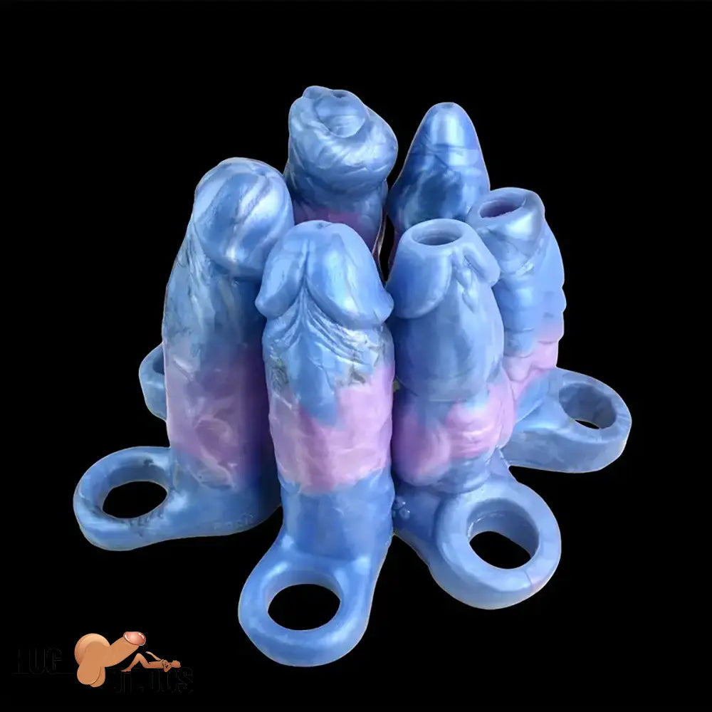 Multiple Lengths Fantasy Silicone Soft Dildo Sleeve With Anti-drop Ring