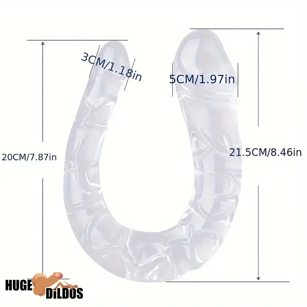 5.31in 6.69in 7.48in 8.46in Clear Dual Heads Curved U Shape Real Dildo