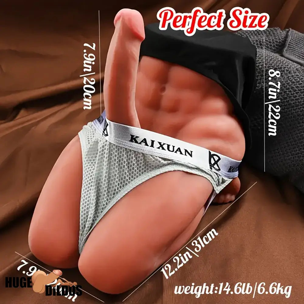 7.9in Premium Silicone Soft Dildo With 14.6lb Muscle Sex Doll Torso Love Toy