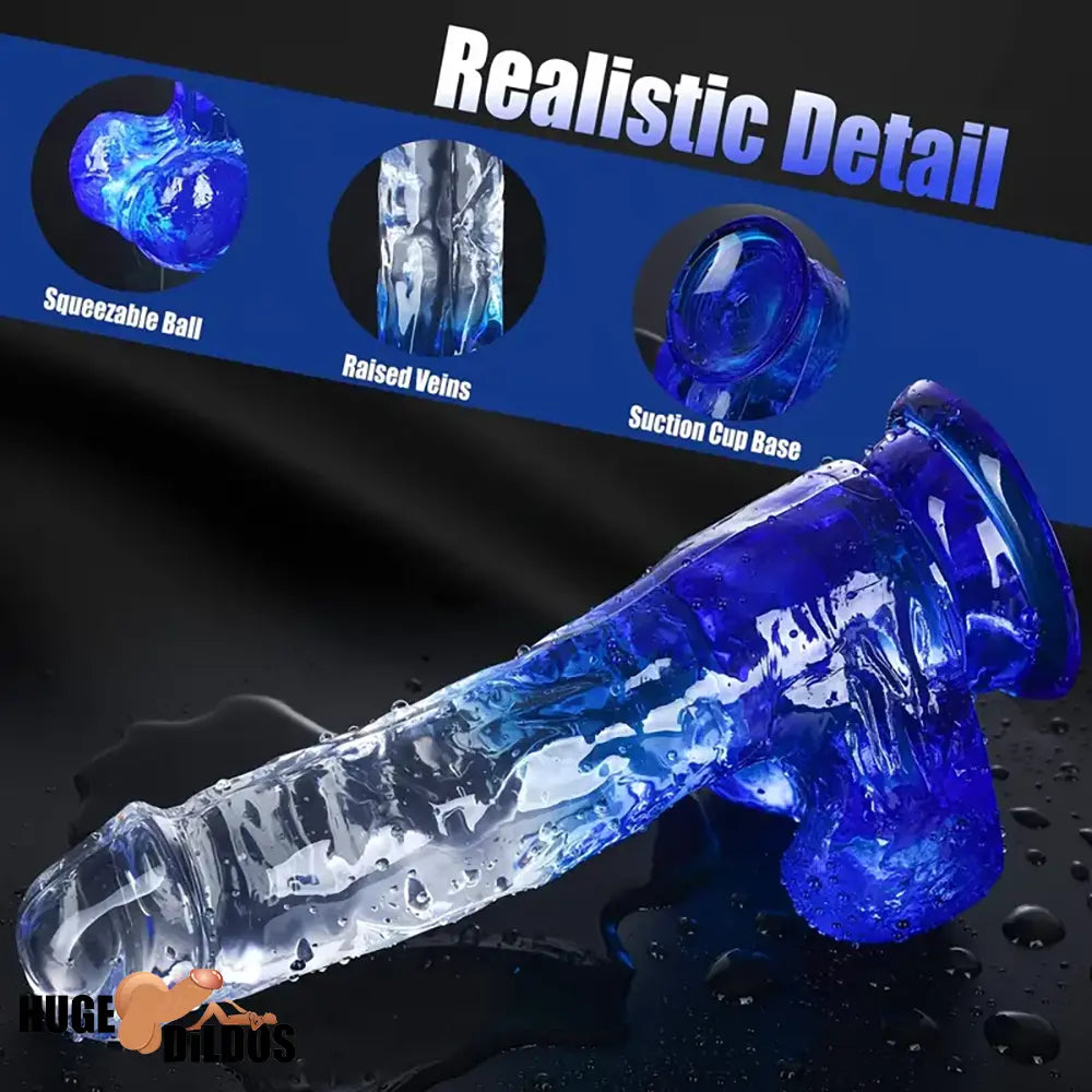 5.9in 7in 7.9in Gradient Color Clear Jelly Real Cock Dildo For G-Spot Anal Sex