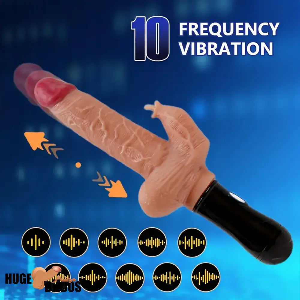 11.2in Lifelike Silicone Thrusting Swing Heating Vibrating Dildo With Handle