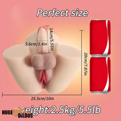 5.51in Premium Real Silicone Soft Dildo With Sex Doll Torso Testicles Toy
