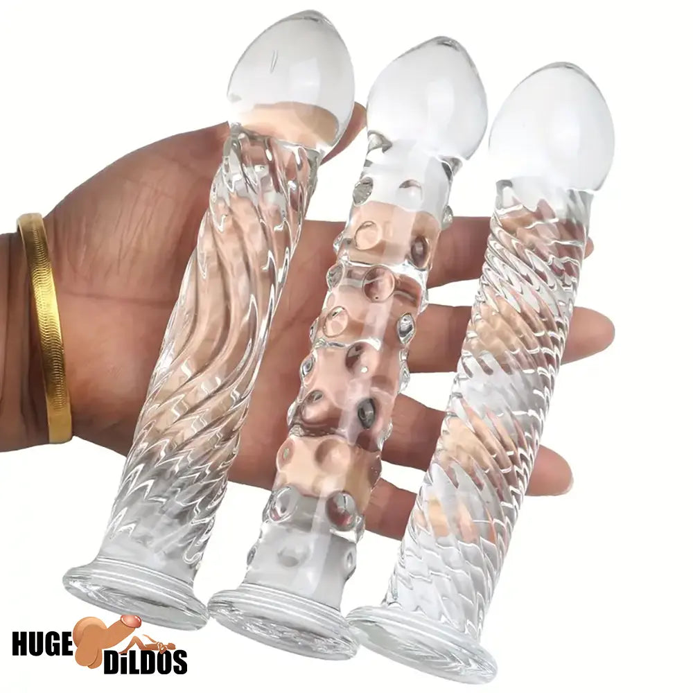 6.9in Clear Real Glass Crystal Dildo For G-Spot Vaginal Anal Sex Stimulation