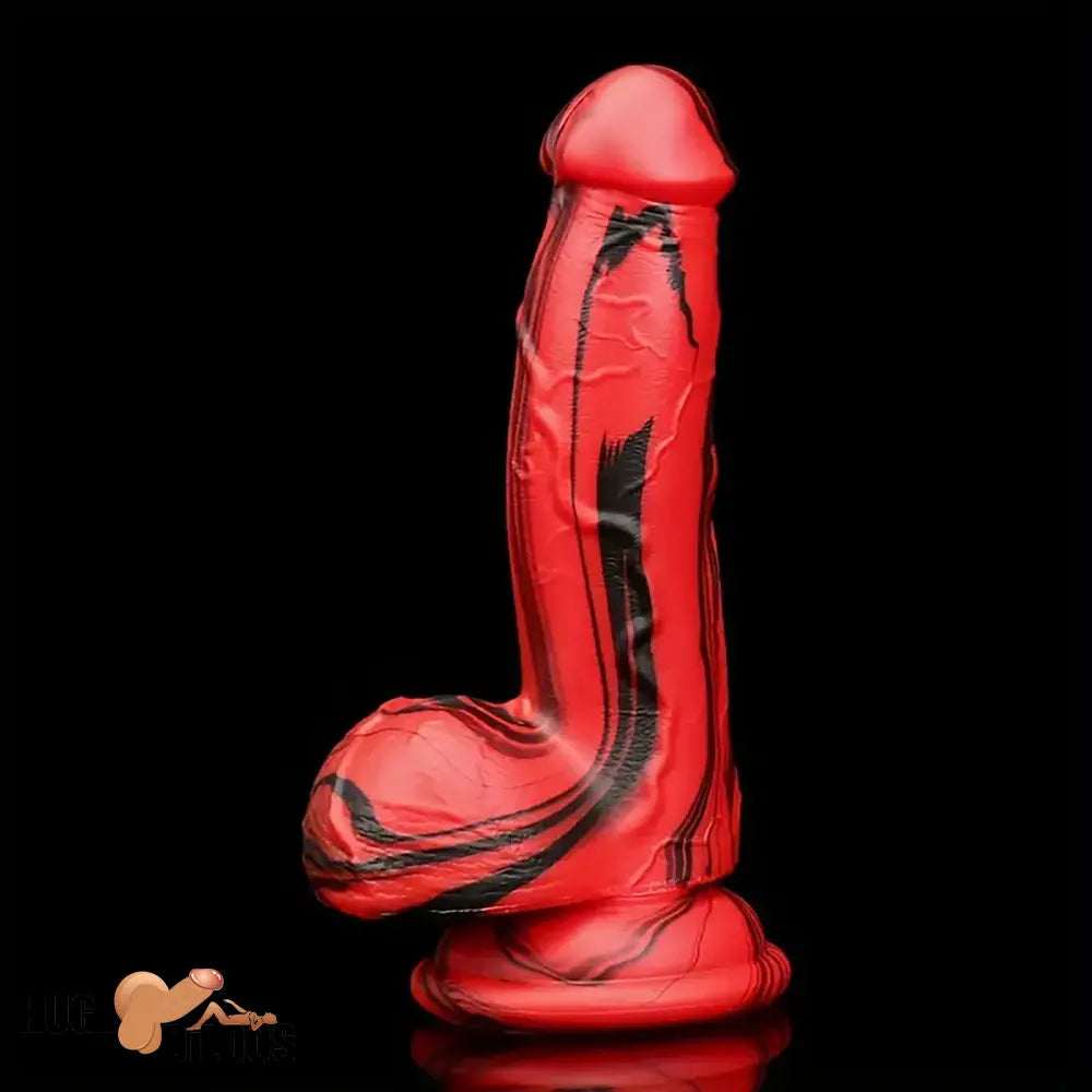 6.1in Silicone Soft Red Black Dildo For G-Spot Anal Stimulation Women