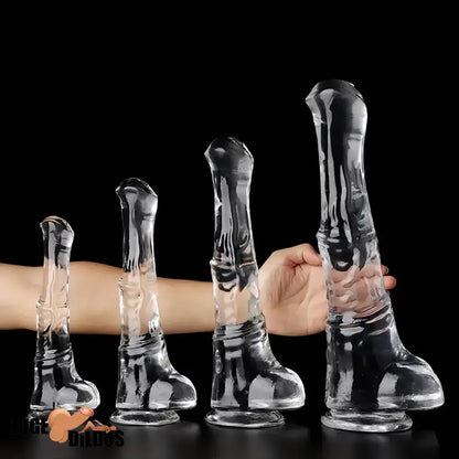 9.45in 11.42in 13.19in 15.75in Clear Large Horse Cock Dildo For Advancers