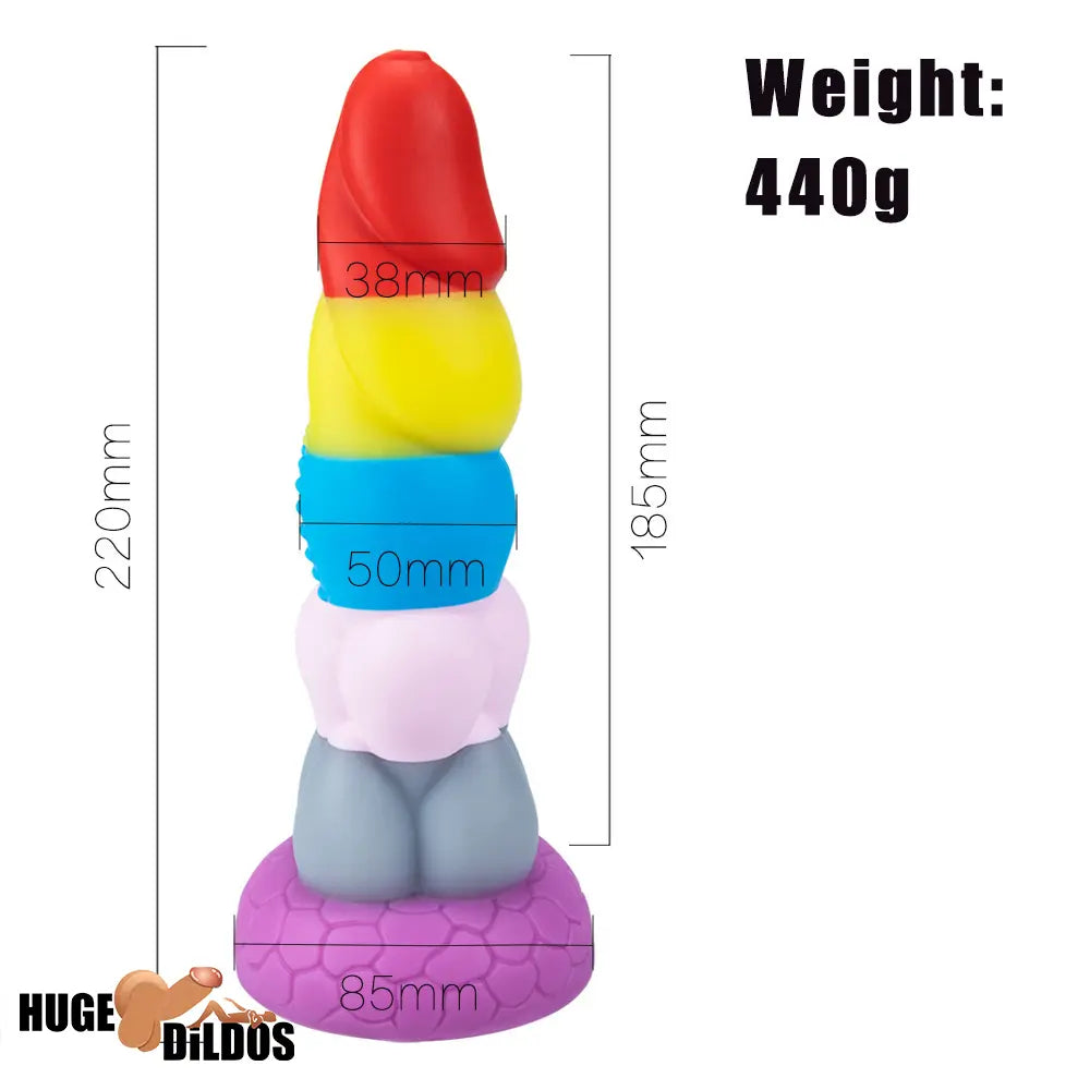 8.66in Silicone Rainbow Soft Big Dildo For Gay LGBT Vaginal Sex Orgasm