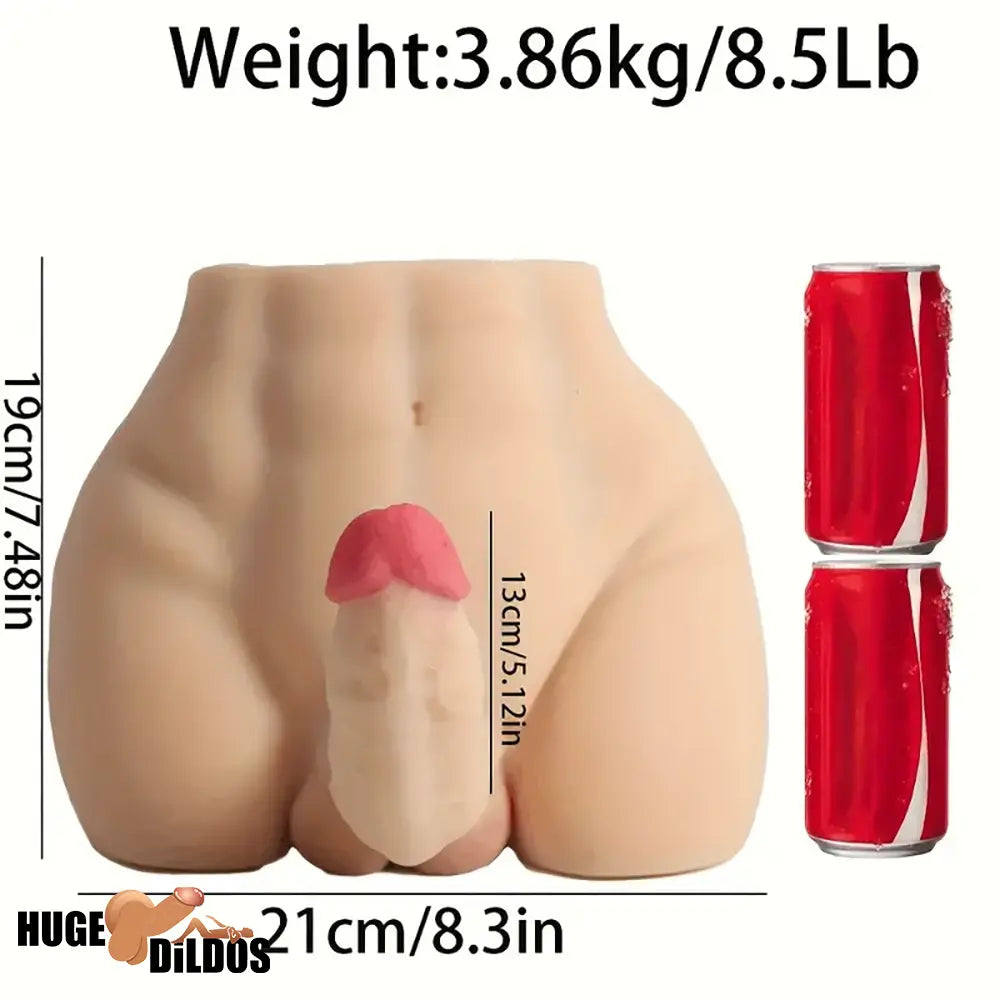 5.12in Premium Real Silicone Flexible Cock Dildo With 8.5lb Sex Doll Torso