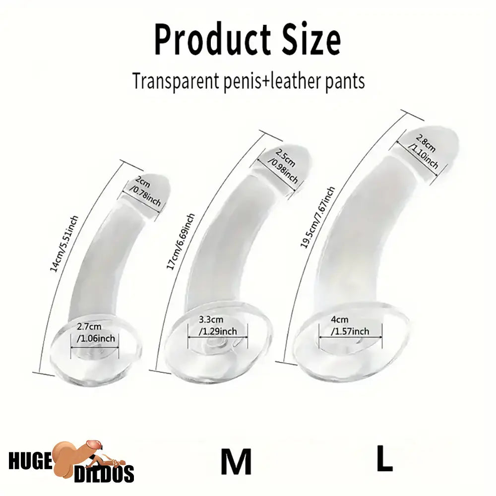 5.51in 6.69in 7.67in Premium Realistic Clear Strap On Harness Cock Dildo