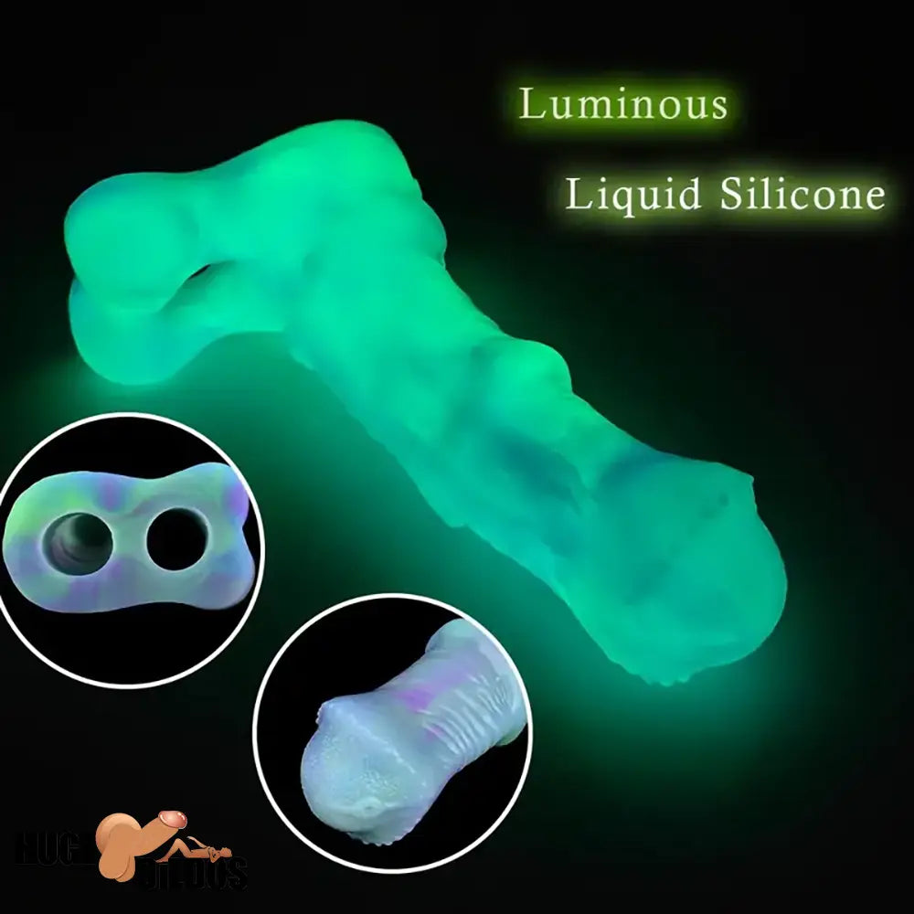 8.07in Silicone Soft Dildo Sleeve Horse Dick Luminous Penis Extender